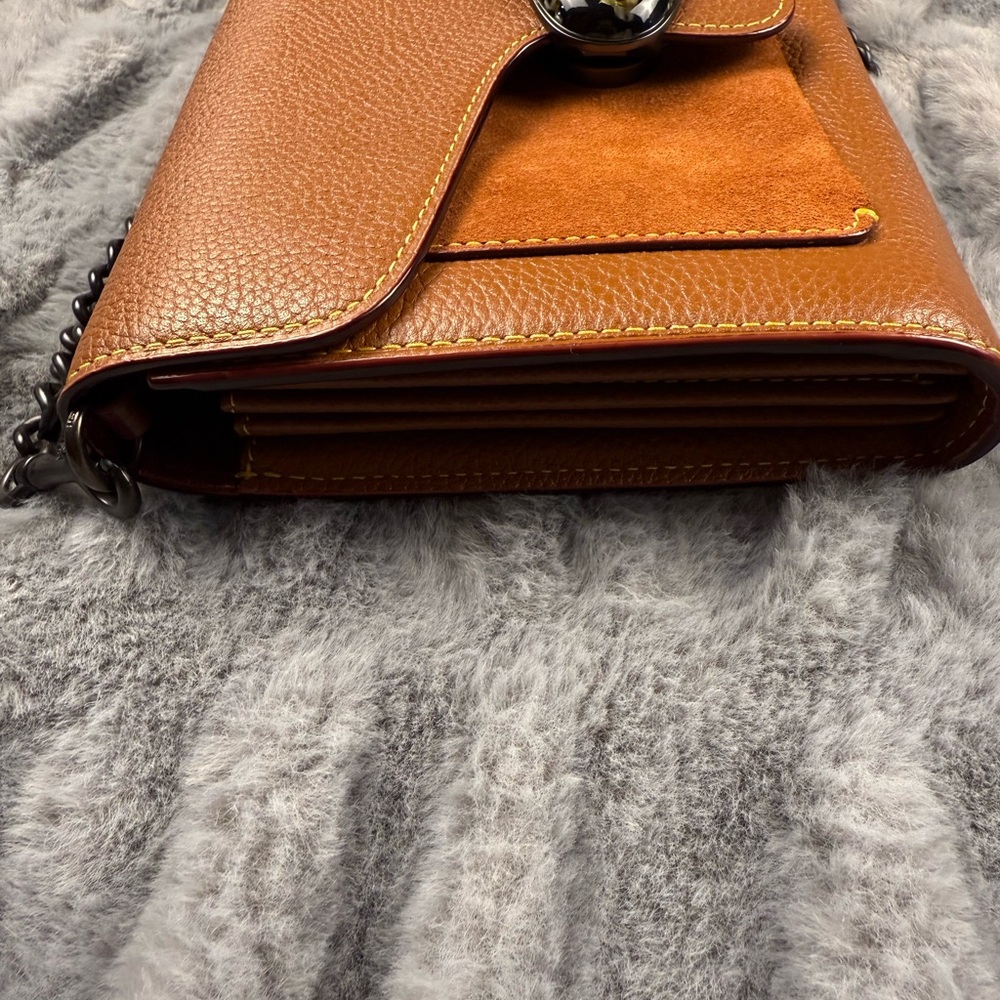 Coach Tabby Chain Brown Pebbled Leather Crossbody Purse Clutch Bag NWT - Picture 8 of 13